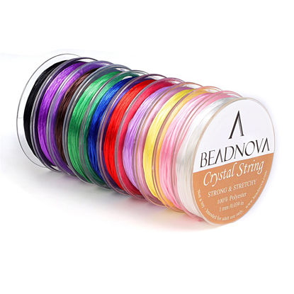 Picture of BEADNOVA 1mm Elastic Stretch Crystal String Cord for Jewelry Making Bracelet Beading Thread (12m/ Roll, Total 10 Rolls Mixed Color)