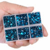 Picture of LPBeads 6400 Pieces Hotfix Rhinestones Blue Zircon Flat Back 5 Mixed Sizes Crystal Round Glass Gems with Tweezers and Picking Rhinestones Pen