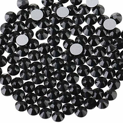 Picture of beadsland Flat Back Crystal Rhinestones Round Gems, Black (6.4-6.6mm) SS30/288pcs