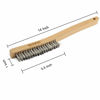 Picture of Wire Brush,Stainless Steel Wire Scratch Brush for Cleaning Rust with 14" Long Curved Beechwood Handle,Large