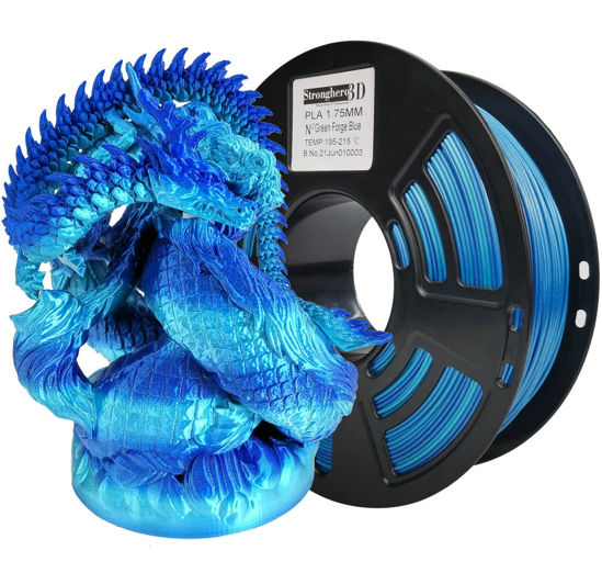 Picture of Stronghero3D PLA 3D Printer Filament 1.75mm,Silk Green and Galaxy Blue,1kg(2.2lbs) Accuracy +/-0.05mm for ender3 Cr10 Sovol