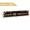 Picture of Large Happy 80th Birthday Decoration Banner, Black and Gold Happy 80th Birthday Banner Sign, 80th Birthday Party Decorations Supplies(9.8x1.6ft)