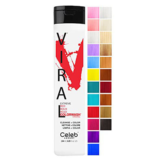 Picture of Celeb Luxury Viral Colorwash, Professional Semi-Permanent Hair Color Depositing Shampoo, Extreme Red 8.25 Fl Oz (Pack of 1)