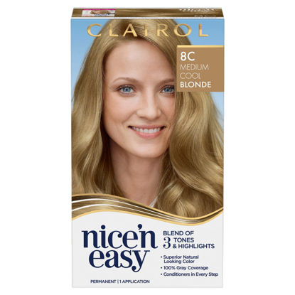 Picture of Clairol Nice'n Easy Permanent Hair Dye, 8C Medium Cool Blonde Hair Color, Pack of 1