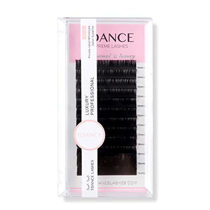 Picture of TDANCE Premium DD Curl 0.18mm Thickness Semi Permanent Individual Eyelash Extensions Silk Classic Lashes Professional Salon Use Mixed 14-19mm Length In One Tray (DD-0.18,14-19mm)