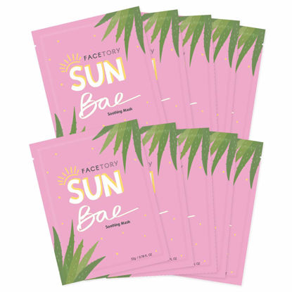 Picture of FACETORY Sun Bae Soothing Sheet Mask with Aloe Vera - Soft Sheet Mask, For All Skin Types - Soothing, Sun Care, Calming, and Hydrating Face Mask (Pack of 10)