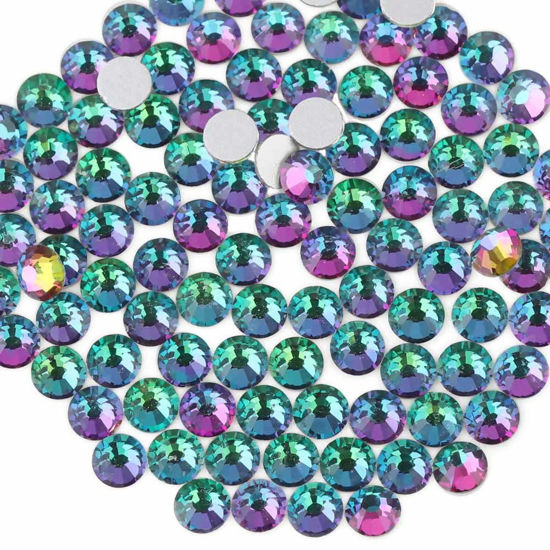 Picture of beadsland Flat Back Crystal Rhinestones Round Gems, Green Volcano (1.3-1.4mm) SS3/1440pcs