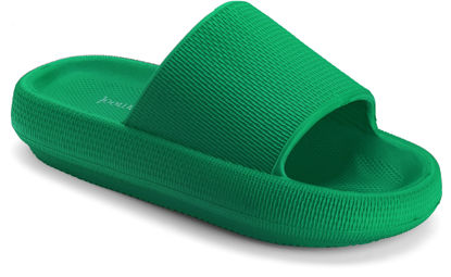 Picture of Joomra Womens Shower Slippers Slides Cushioned for Mens Quick Drying Massage Nude Foam Female Pillow House Shoes Pool Beach Spa House Garden Sandals for Ladies Male Sandalias Green 40-41