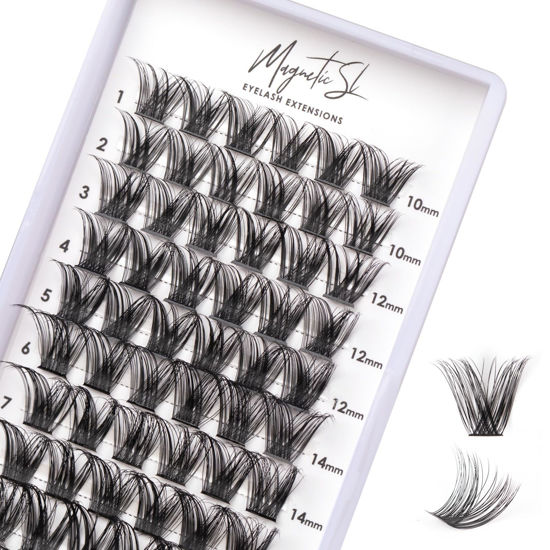 Picture of Cluster Lashes 72 Individual Lashes Clusters Eyelash Extensions False Eyelashes DIY Wispy Fluffy Lash Extension Kit Reusable False Eyelashes Natural Look Mix 10-16mm C D Curl-DM21