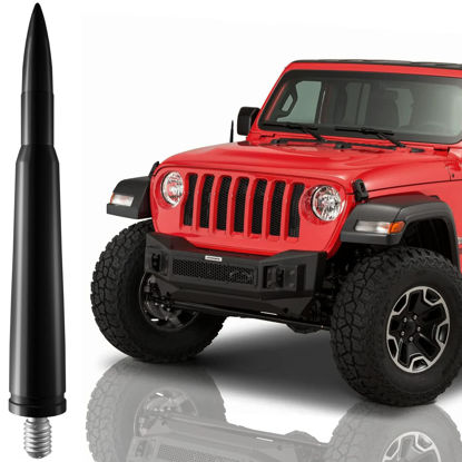 Picture of Bullet Antenna Mast for Jeep Wrangler JK JL 4xe Gladiator 2007-2023 - Highly Durable Premium Truck Antenna - Car Wash-Proof Radio Antenna for FM AM - Jeep Wrangler Accessories for Men & Women