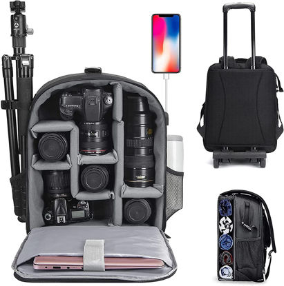 Picture of CADeN Camera Backpack Bag Professional for DSLR/SLR Mirrorless Camera Waterproof, Camera Case Compatible for Sony Canon Nikon Camera and Lens Tripod Accessories (Large, 5.0 Black)