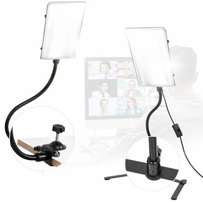 Picture of LimoStudio [2 Pack] LED Light Panel with Gooseneck Extension Adapter, Mini Table Top Light Stand, and Mounting Clamp, Photo Video Lighting Kit, Photo Studio, AGG2205