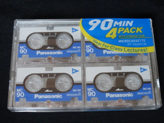 Picture of 4x4 Packs Panasonic MC90 - 90 Minute Micro Mini Cassette Tapes.