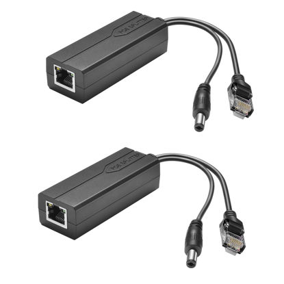 Picture of Bawofu Active PoE Power Over Ethernet Splitter Adapter 48V to 12V, 5.5x2.1mm DC, IEEE 802.3AF/at Compliant 10/100Mbps PoE Splitter with 12V Output for Surveillance Camera CCTV & VoIP Phone, 2 Pack