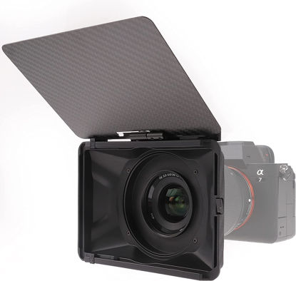 Picture of Foto4easy Lightweight Mini Matte Box with Carbon Fiber Top Flag for DSLR Mirrorless Cameras,Compatible with 52mm/55mm/58mm/62mm/67mm/72mm/77mm/82mm Lens