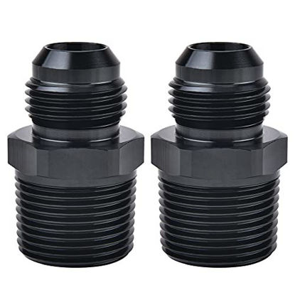 Picture of EVIL ENERGY 10AN Male Flare to 3/4" NPT Pipe Fitting Adapter Aluminum Straight Black 2PCS