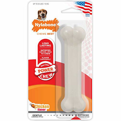 Picture of Nylabone Power Chew Flavored Durable Chew Toy for Dogs Chicken Medium/Wolf (1 Count)