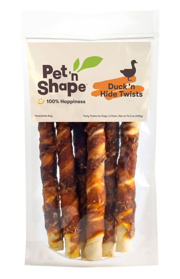 Picture of Pet 'n Shape Duck 'n Hide Twist - Duck Wrapped Rawhide Natural Dog Treats, Large, 6 Count