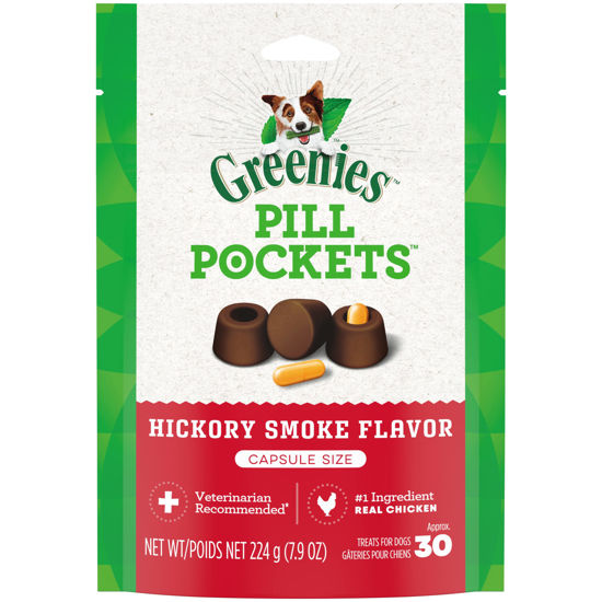 Picture of GREENIES PILL POCKETS Capsule Size Natural Dog Treats with Hickory Smoke Flavor, (6) 7.9 oz. Packs (180 Treats)