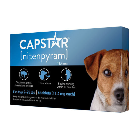 Picture of CAPSTAR (nitenpyram) Oral Flea Treatment for Dogs, Fast Acting Tablets Start Killing Fleas in 30 Minutes, Small Dogs (2-25 lbs), 6 Doses