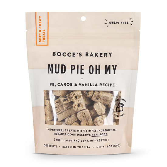 Picture of Bocce's Bakery Oven Baked Mud Pie Oh My Treats for Dogs, Wheat-Free Everyday Dog Treats, Made with Real Ingredients, Baked in The USA, All-Natural Soft & Chewy Cookies, PB, Carob & Vanilla, 6 oz