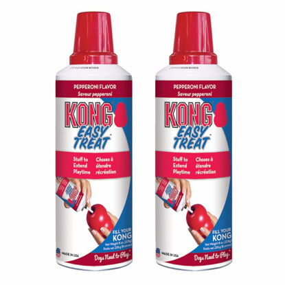 Picture of KONG Easy Treat Pepperoni - Spreadable Dog Treat Paste for Lick Mats - Pet Treat Spray for Dog Enrichment - Dog Treat Paste for Slow Feeder - Liquid Treat for Dogs - 8 oz, Pepperoni (2 Pack)