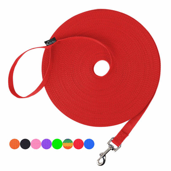 Picture of Hi Kiss Dog/Puppy Obedience Recall Training Agility Lead - 15ft 20ft 30ft 50ft 100ft Training Leash - Great for Training, Play, Camping, or Backyard (30 Feet, Red)