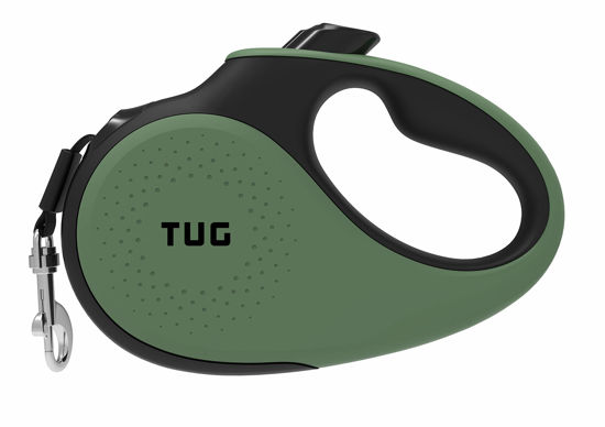 Picture of TUG 360° Tangle-Free Retractable Dog Leash with Anti-Slip Handle | 16 ft Strong Nylon Tape | One-Handed Brake, Pause, Lock (Medium, Green)