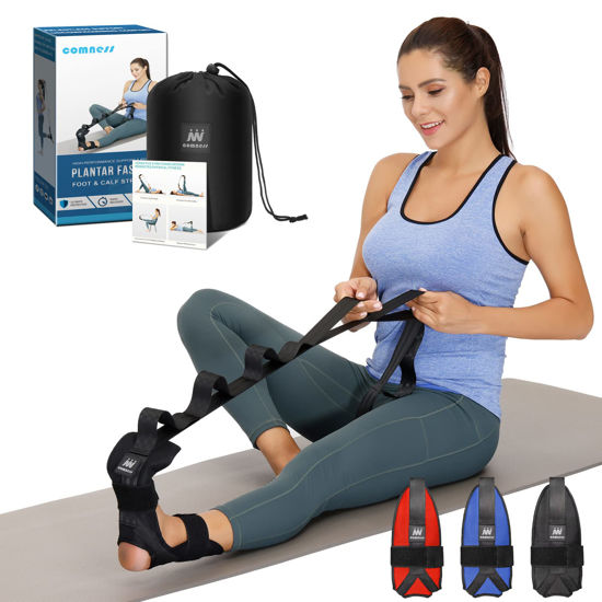 Foot Stretcher Belt, Foot Stretcher Stretch Strap for Plantar Fasciitis,  Heel Spurs, Foot Drop, Achilles Tendonitis & Hamstring, Yoga Foot & Leg Stretch  Strap (Black) 