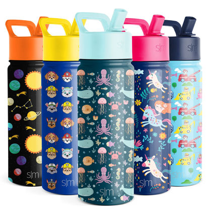Simple Modern Kids Water Bottle with Straw Lid | Insulated Stainless Steel Reusable Tumbler for Toddlers, Girls | Summit | 14oz, Confetti