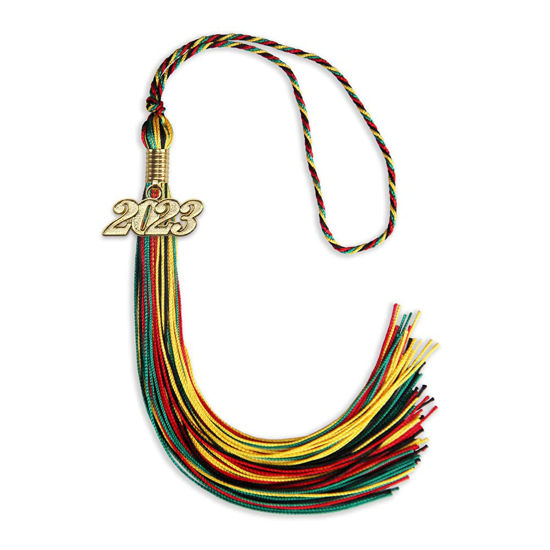 Picture of Endea Graduation Mixed Double Color Tassel with Gold Date Drop (Kente, 2023)