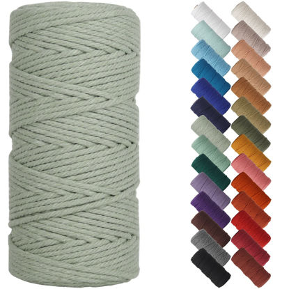 Picture of NOANTA Sage Macrame Cord 3mm x 109yards, Colored Macrame Rope, Cotton Rope Macrame Yarn, Colorful Cotton Craft Cord for Wall Hanging, Plant Hangers, Crafts, Knitting