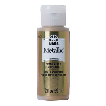 Picture of FolkArt Metallic Acrylic Craft Paint, Glam Gold 2 fl oz Premium Metallic Finish Paint, Perfect For Easy To Apply DIY Arts And Crafts, 36222