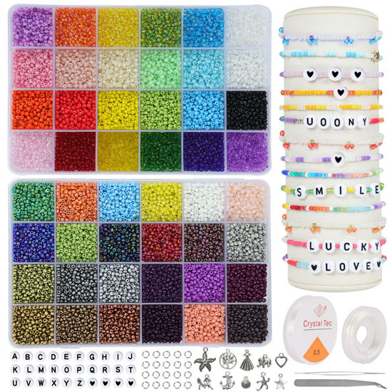 Picture of UOONY 16800pcs 3mm Glass Seed Beads for Jewelry Making Kit, Waist Beads Set for Charm Bracelets Making, DIY, Art and Craft