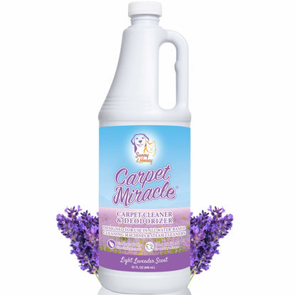 Picture of Carpet Miracle - Carpet Cleaner Solution Shampoo for Machine Use, Deep Stain Remover and Odor Deodorizing Formula, Use On Rug Car Upholstery and Carpets (Light Lavender Scent, 32FL OZ)