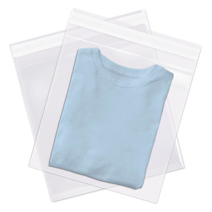 Picture of Spartan Industrial - 10" X 12" (100 Count) Crystal Clear Resealable Polypropylene Poly Bags for Packaging, Clothing & T Shirts - Self Seal & Reinforced