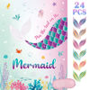 Picture of WERNNSAI Pin The Tail on The Mermaid Game - 21'' x 28'' Mermaid Party Game 24Pcs Reusable Tails Sticker Party Supplies for Kids Girls Birthday Party Favor Sets