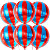 Picture of Big, Red and Blue Carnival Balloons - Pack of 6, Circus Decorations | 22 Inch 360 Degree 4D Red Blue Balloons | Carnival Theme Party Decorations | Circus Theme Party Decorations | Carnival Decorations