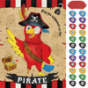 Picture of WERNNSAI Pin the Eye Patch on the Pirate - Pirate Party Games for Kids Boys 28'' x 21'' Parrot Game Poster with 24 PCS Reusable Stickers Blindfold Halloween Birthday Party Favor Sets