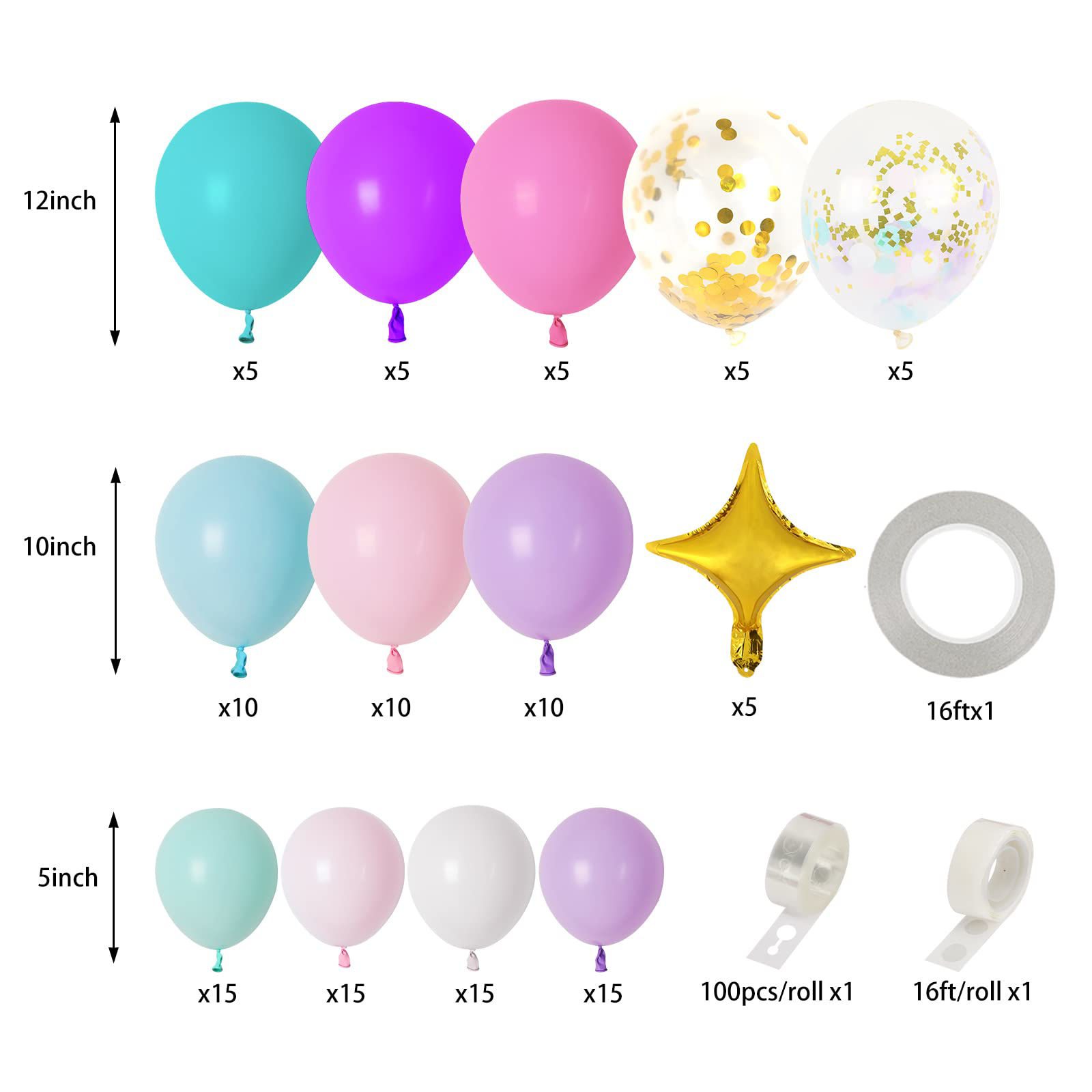 GetUSCart- RUBFAC Unicorn Balloons Garland Kit, Mermaid Balloons Pastel ...