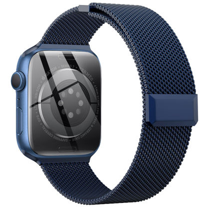 Picture of EPULY Compatible with Apple Watch Band 42mm 44mm 45mm 49mm 38mm 40mm 41mm,Stainless Steel Mesh Loop Magnetic Clasp for iWatch Bands Ultra Series 8 SE 7 6 5 4 3 2 1 Women Men-49mm/45mm/44mm/42mm Blue