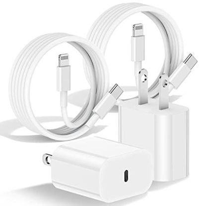 Picture of 2Pack iPhone Fast Charger - Apple MFi Certified - 20W USB C Wall Charger with 6Ft Type C to Lightning Cable for iPhone 13 12 11 14 Pro XR XS Max X 8 Plus iPad AirPods - Supports Power Delivery(White)