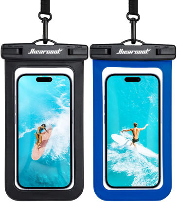 Picture of Hiearcool Waterproof Phone Pouch,Universal Waterproof Phone Case Dry Bag Travel Essentials for iPhone, Beach Accessories for Vacation Must Haves - Black&Navy-2 Pack