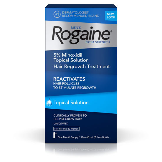 Picture of Men's Rogaine Extra Strength 5% Minoxidil Topical Solution for Hair Loss and Hair Regrowth, Topical Treatment for Thinning Hair, 1-Month Supply