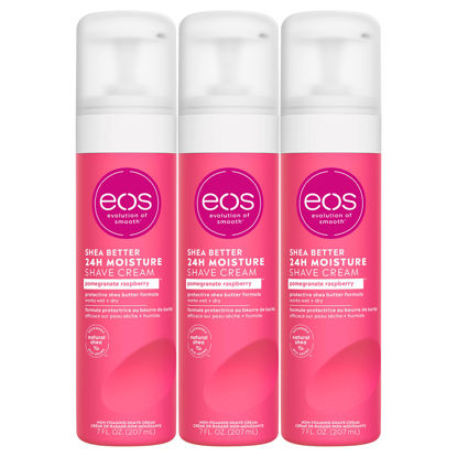 Picture of eos Shea Better Shaving Cream for Women- Pomegranate Raspberry, 24-Hour Hydration, Skin Care & Lotion with Shea Butter, 7 fl oz, 3-Pack