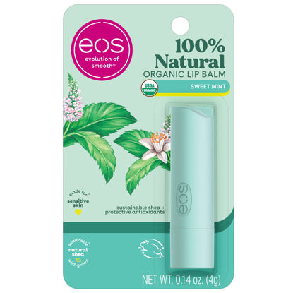 Picture of eos 100% Natural & Organic Lip Balm- Sweet Mint, Dermatologist Recommended, All-Day Moisture Lip Care, Made for Sensitive Skin, 0.14 oz