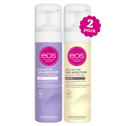 Picture of eos Shea Better Shaving Cream for Women - Variety Pack: Vanilla Bliss + Lavender | Shave Cream, Skin Care and Lotion with Shea Butter and Aloe | 24 Hour Hydration | 7 fl oz | Pack of 2