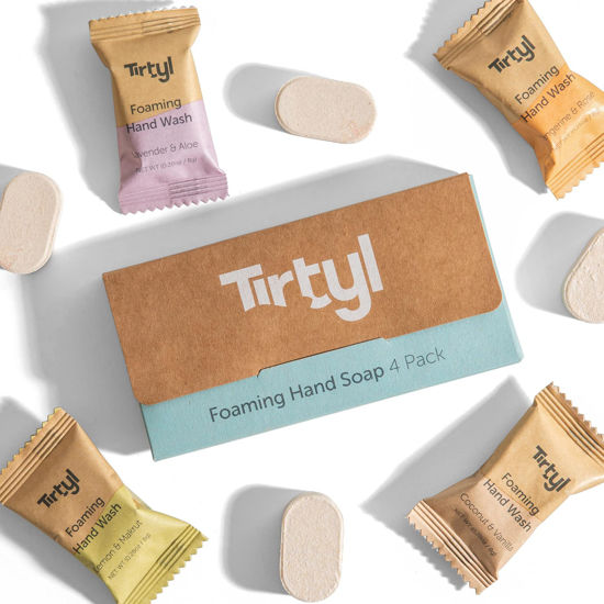 Picture of Tirtyl Foaming Hand Soap Tablet Refills - 4 Pack - 32 fl oz total (4x 8 fl oz) - NEW Formula - Compostable Packaging - Variety Fragrance Pack