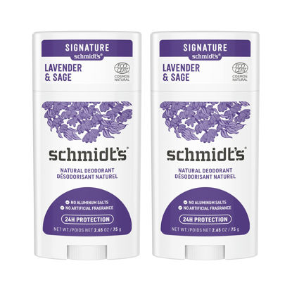 Picture of Schmidt's Aluminum Free Natural Deodorant for Women and Men, Lavender and Sage with 24 Hour Odor Protection, Vegan, Cruelty Free, 2.65 Oz, Pack of 2