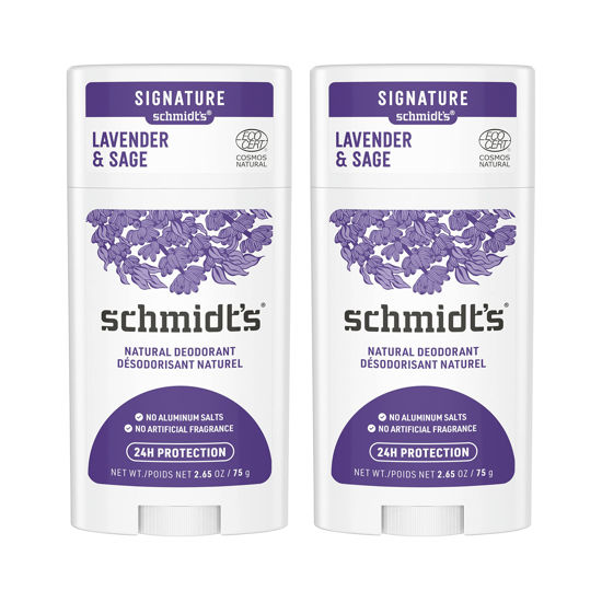 Picture of Schmidt's Aluminum Free Natural Deodorant for Women and Men, Lavender and Sage with 24 Hour Odor Protection, Vegan, Cruelty Free, 2.65 Oz, Pack of 2